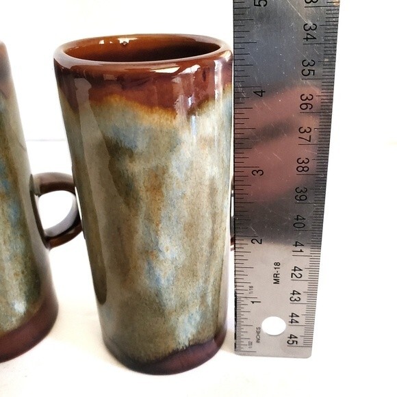 Vintage70s Caffe D'Vita Stoneware Drip Glaze Espresso Demitasse Cups 4 oz - Picture 7 of 8